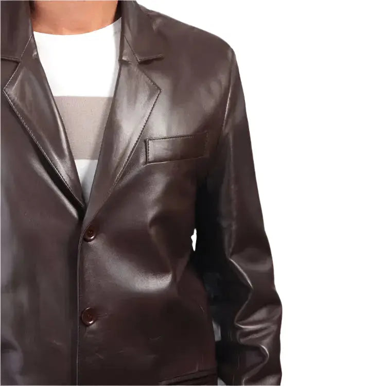 Mens Dark Brown Leather Coat Blazer