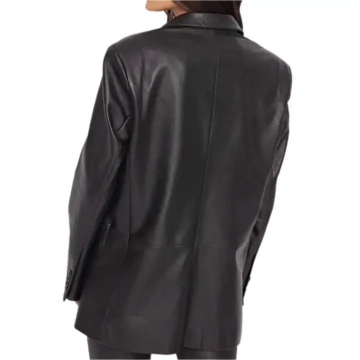 Women's Black Leather Blazer
