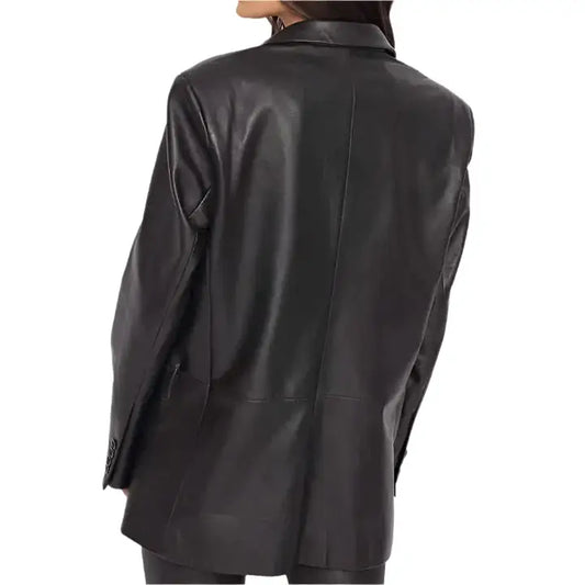 Women's Black Leather Blazer