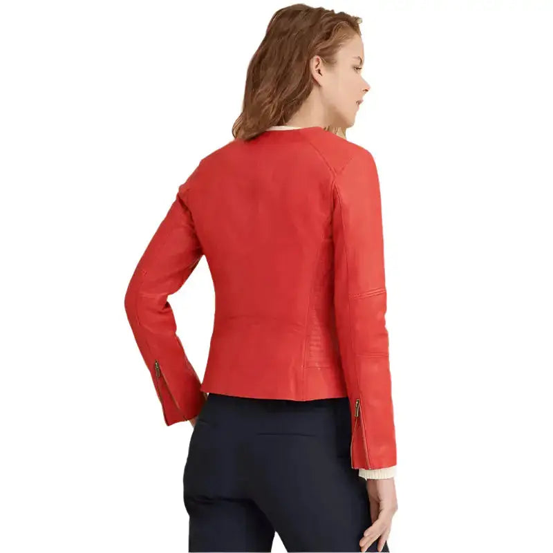 Women's Red Leather Jacket