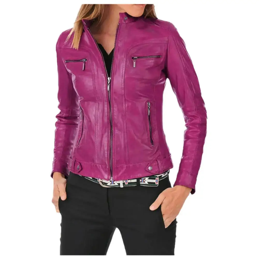 Women's Lambskin Leather Motorcycle Jacket